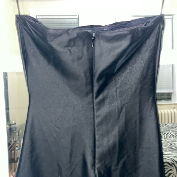 Naked wardrobe black ultra soft faux suede strapless maxi back slit tube dress - Picture 6 of 9